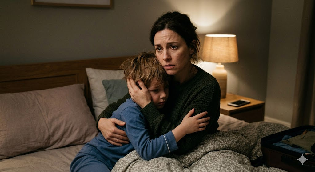 My seven-year-old son crawled into my bed trembling and told me, “Mommy, Daddy has a girlfriend, and when you travel, he’s going to take all your money.” That night, I canceled my flight without saying a word… and discovered that my husband wasn’t just coming for my bank accounts, he was coming for my son.