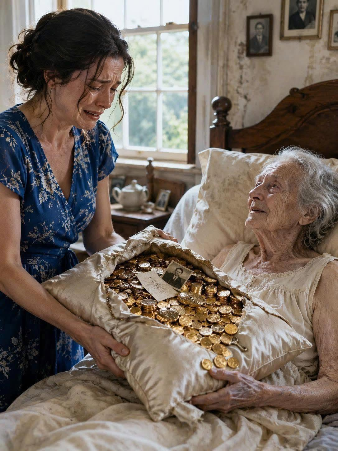 My mother-in-law had no pension. I cared for her with all my heart for 12 years. With her last breath, she handed me a torn pillow. When I opened it, I couldn’t hold back my tears…