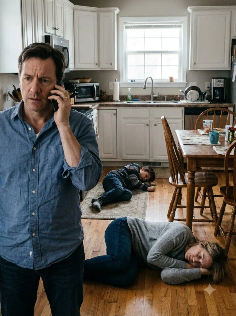 My husband made dinner, and moments after my son and I finished eating, we both collapsed. Pretending to be unconscious, I heard him speaking on the phone. “It’s done… soon, they’ll both be gone.”