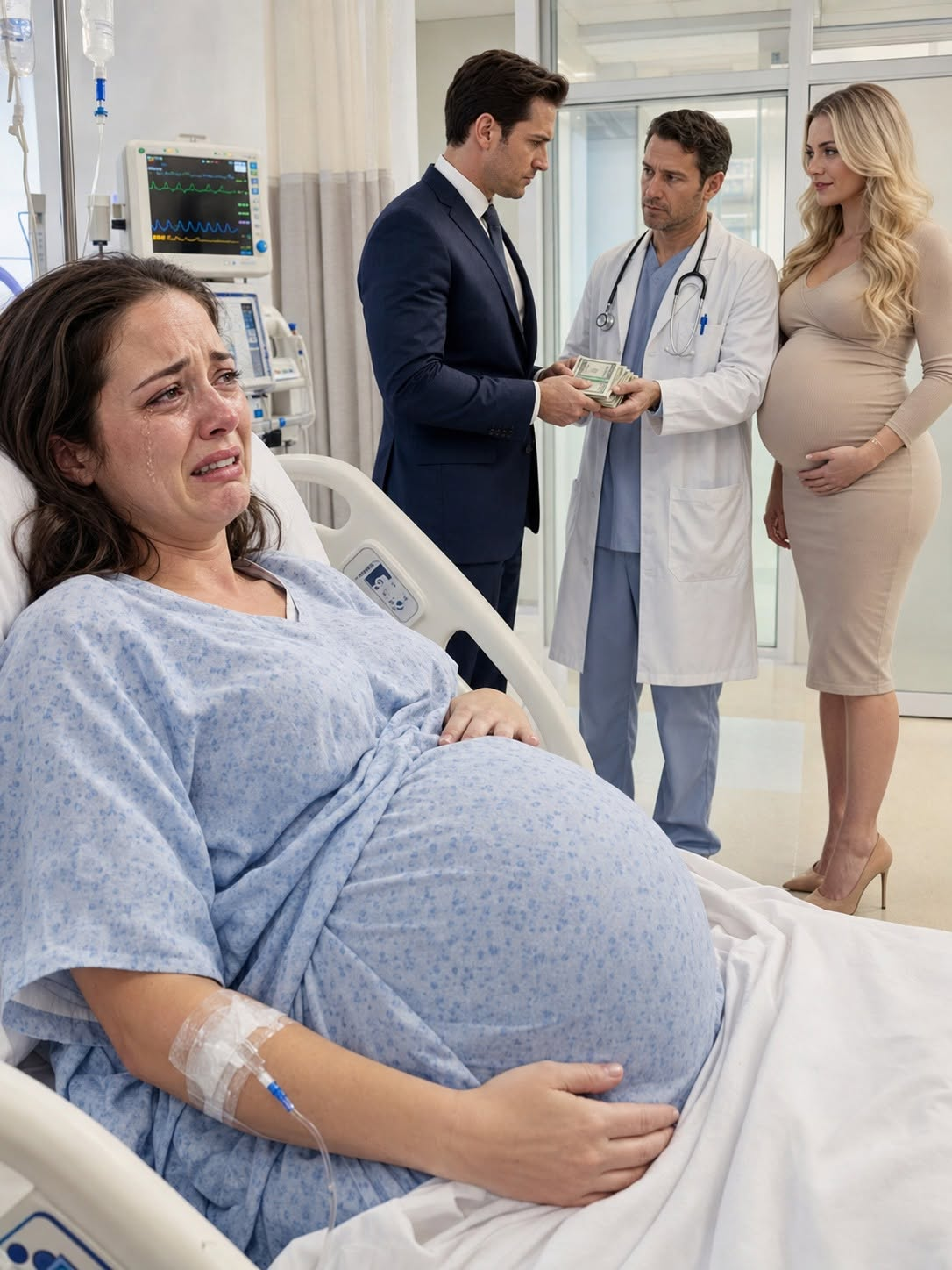 The night before i gave birth, i overheard my husband bribe the doctor: “infect her and let her die in delivery. i’ll pay you $500,000!” so he could be with his 5-month-pregnant mistress. i pretended to sleep and acted. next day, karma hit him…!